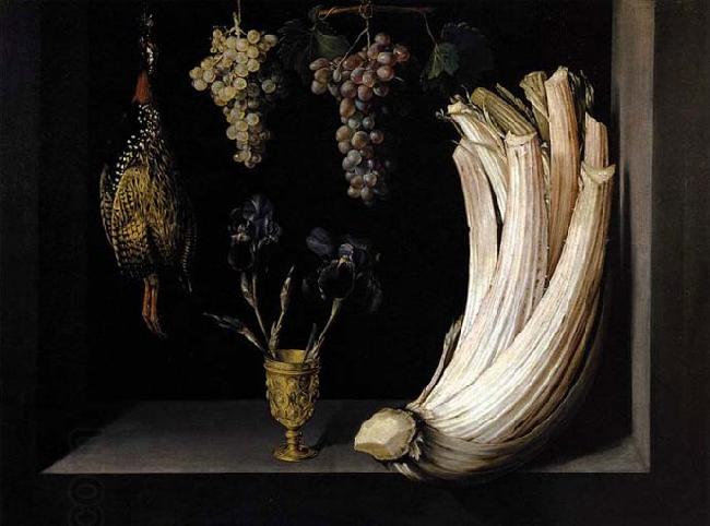 Felipe Ramirez Still Life with Cardoon, Francolin, Grapes and Irises oil painting picture